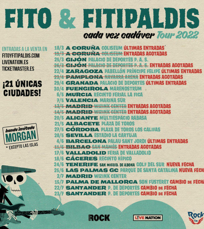 «Cada vez cadáver Tour» la gira de Fito y Fitipaldis llega a Feria de Valladolid el 17 de junio
